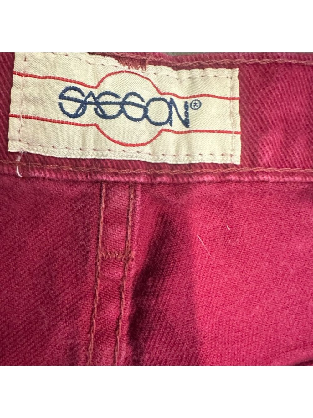 Vtg Sasson Fuchsia Burgundy Jeans 11/12 High Waist 80s Dopamine Maxamalist - Picture 13 of 16